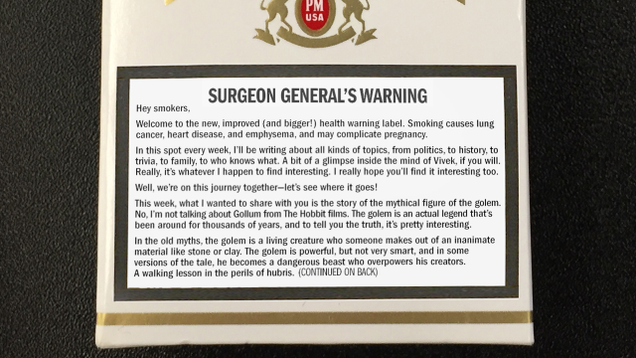 Illustration for article titled Yes: They’re Expanding Cigarette Warning Labels To Let The Surgeon General Talk About Whatever He Wants!